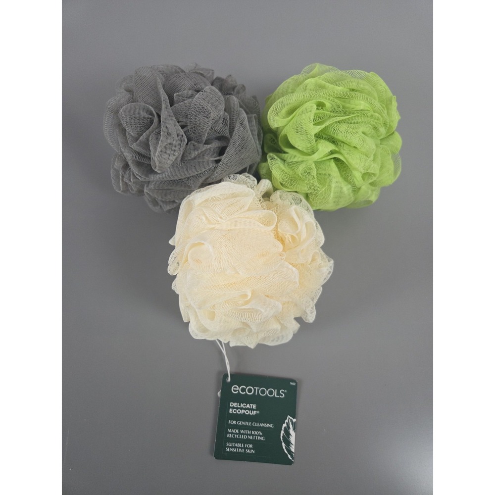 Set of 3 EcoTools Delicate Ecopouf Gentle Sensitive Skin Recycled Netting Sponge